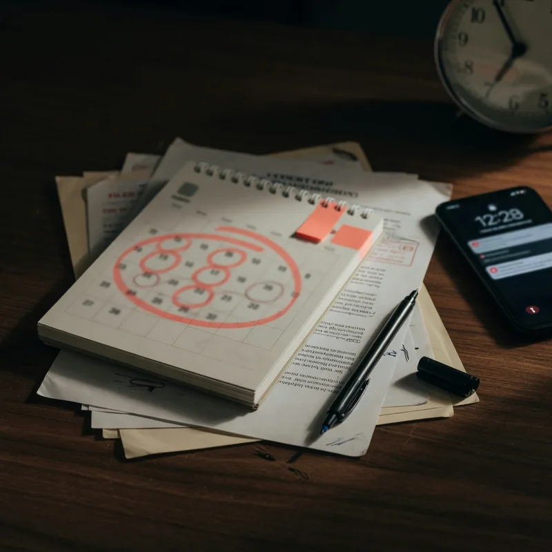 Court response deadline approaching on calendar and desk